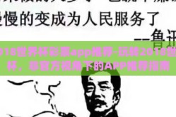 2018世界杯彩票app推荐-玩转2018世界杯，非官方视角下的APP推荐指南