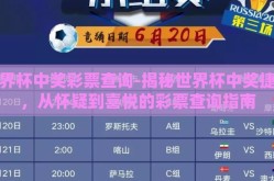 世界杯中奖彩票查询-揭秘世界杯中奖捷径，从怀疑到喜悦的彩票查询指南