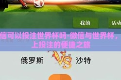 微信可以投注世界杯吗-微信与世界杯，线上投注的便捷之旅