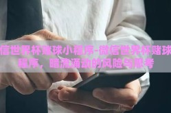 微信世界杯赌球小程序-微信世界杯赌球小程序，暗流涌动的风险与思考