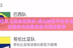 微信怎么买球世界杯-通过微信平台合法安全地参与球赛竞猜与足球赛事