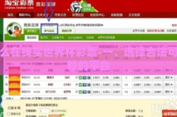 怎么在线买世界杯彩票-一、选择合法可信赖的平台