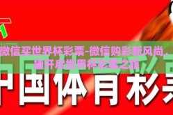 用微信买世界杯彩票-微信购彩新风尚，便捷开启世界杯彩票之旅