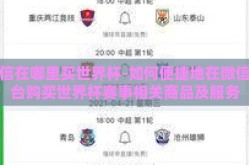 微信在哪里买世界杯-如何便捷地在微信平台购买世界杯赛事相关商品及服务