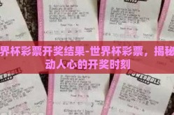 世界杯彩票开奖结果-世界杯彩票，揭秘激动人心的开奖时刻