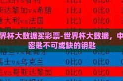 世界杯大数据买彩票-世界杯大数据，中奖密匙不可或缺的钥匙