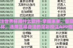 下注世界杯用什么软件-掌握未来，智赢世界杯，选用正规合法的足彩投注APP指南