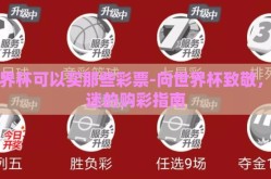 世界杯可以买那些彩票-向世界杯致敬，球迷的购彩指南
