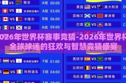 2026年世界杯赛事竞猜-2026年世界杯，全球球迷的狂欢与智慧竞猜盛宴