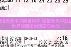 微信天天中彩票世界杯-微信天天中彩票，世界杯期间的惊喜与挑战