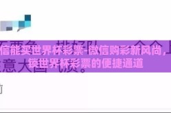 微信能买世界杯彩票-微信购彩新风尚，解锁世界杯彩票的便捷通道