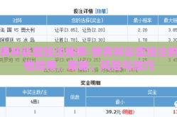 世界杯彩票投注推荐-世界杯彩票投注的理性指南，策略、风险与技巧