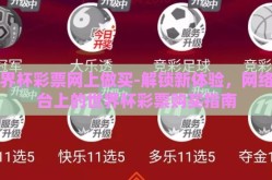 世界杯彩票网上做买-解锁新体验，网络平台上的世界杯彩票购买指南