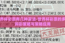 世界杯彩票有几种买法-世界杯彩票的多重购彩策略与策略应用
