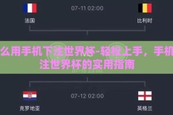 怎么用手机下注世界杯-轻松上手，手机下注世界杯的实用指南