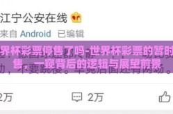 世界杯彩票停售了吗-世界杯彩票的暂时停售，一窥背后的逻辑与展望前景