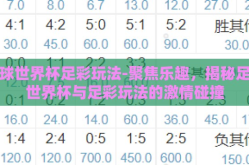 足球世界杯足彩玩法-聚焦乐趣，揭秘足球世界杯与足彩玩法的激情碰撞