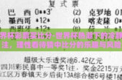 世界杯彩票买比分-世界杯热潮下的冷静投注，理性看待猜中比分的乐趣与风险