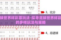 足球世界杯彩票玩法-探寻足球世界杯彩票的多样玩法与策略