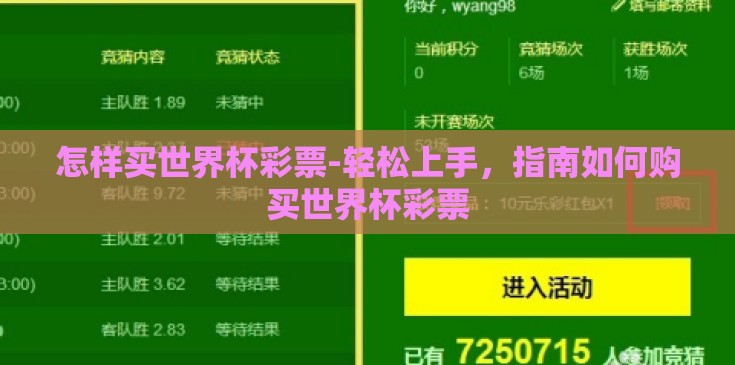 怎样买世界杯彩票-轻松上手,指南如何购买世界杯彩票 怎样买世界杯彩票-轻松上手,指南如何购买世界杯彩票