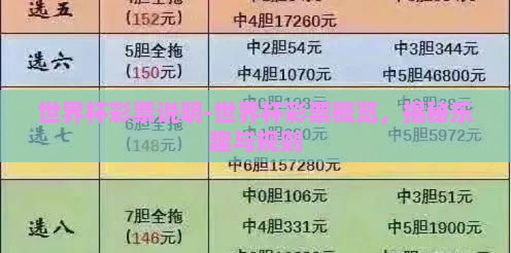 世界杯彩票说明-世界杯彩票概览,揭秘乐趣与规则 世界杯彩票说明-世界杯彩票概览,揭秘乐趣与规则