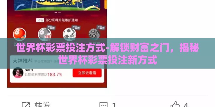 世界杯彩票投注方式-解锁财富之门，揭秘世界杯彩票投注新方式