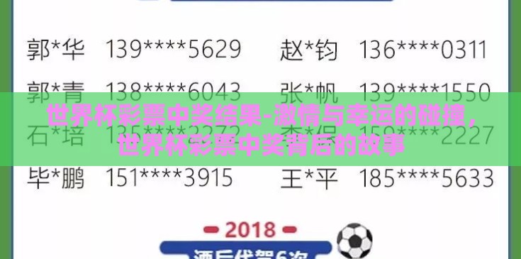 世界杯彩票中奖结果-激情与幸运的碰撞，世界杯彩票中奖背后的故事