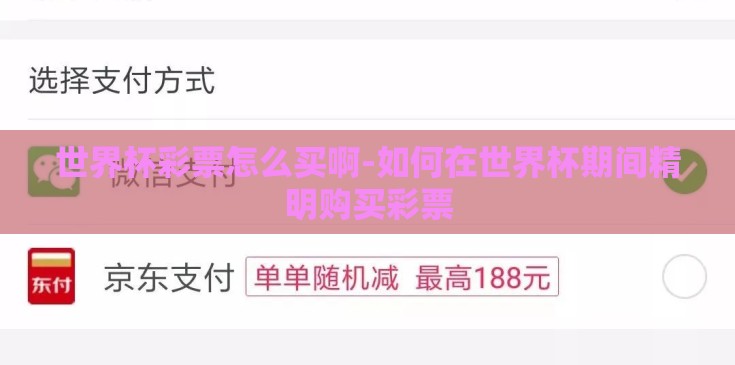 世界杯彩票怎么买啊-如何在世界杯期间精明购买彩票