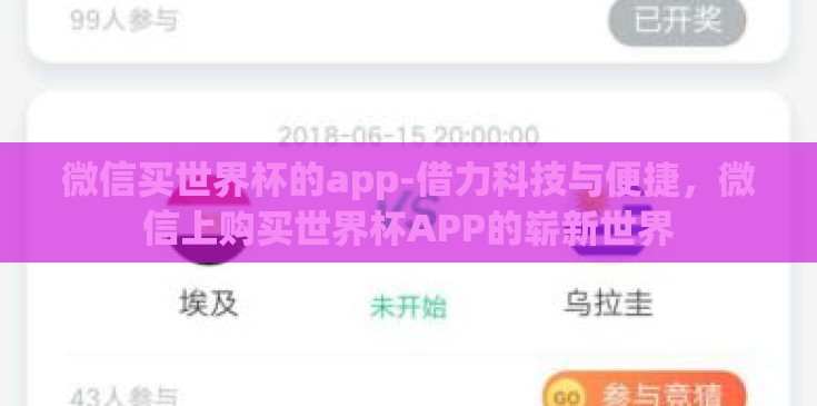 微信买世界杯的app-借力科技与便捷,微信上购买世界杯APP的崭新世界 微信买世界杯的app-借力科技与便捷,微信上购买世界杯APP的崭新世界