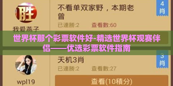 世界杯那个彩票软件好-精选世界杯观赛伴侣——优选彩票软件指南
