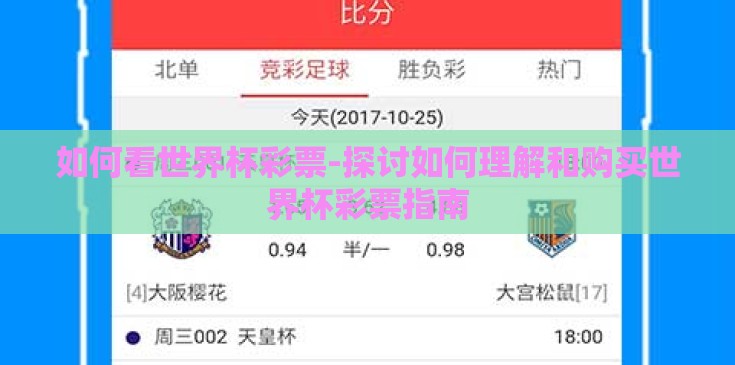 如何看世界杯彩票-探讨如何理解和购买世界杯彩票指南 如何看世界杯彩票-探讨如何理解和购买世界杯彩票指南