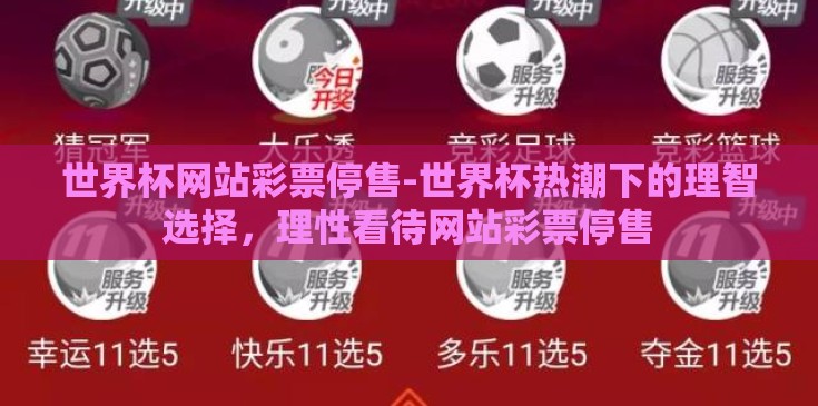 世界杯网站彩票停售-世界杯热潮下的理智选择，理性看待网站彩票停售
