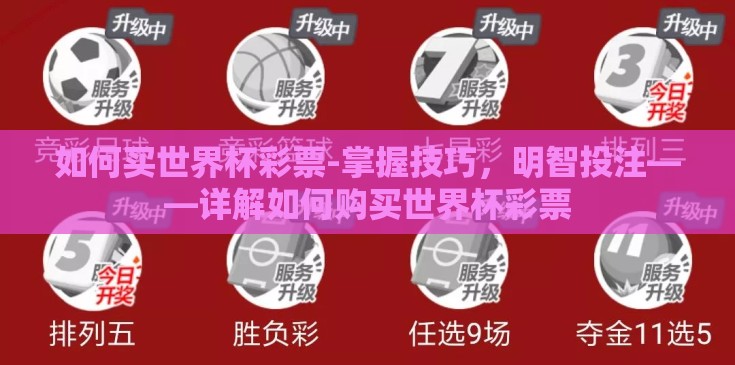 如何买世界杯彩票-掌握技巧,明智投注——详解如何购买世界杯彩票 如何买世界杯彩票-掌握技巧,明智投注——详解如何购买世界杯彩票