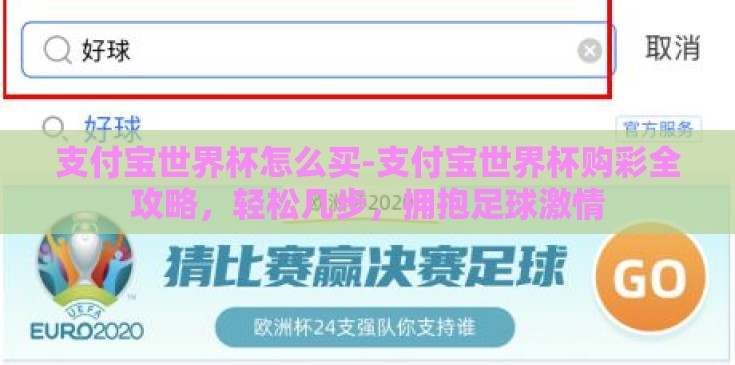 支付宝世界杯怎么买-支付宝世界杯购彩全攻略，轻松几步，拥抱足球激情