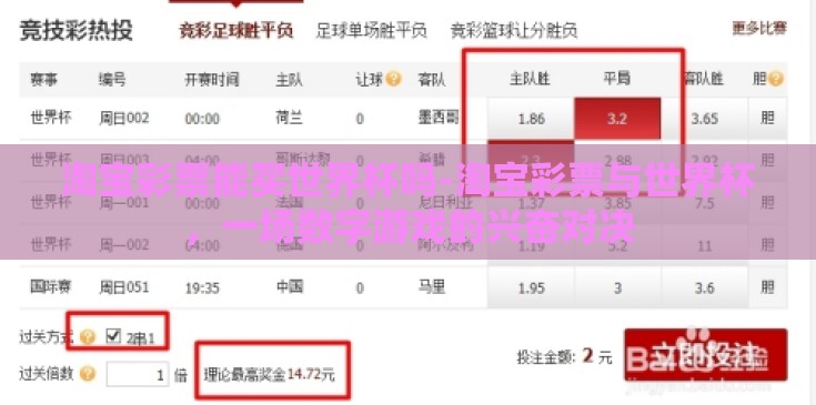 淘宝彩票能买世界杯吗-淘宝彩票与世界杯,一场数字游戏的兴奋对决 淘宝彩票能买世界杯吗-淘宝彩票与世界杯,一场数字游戏的兴奋对决
