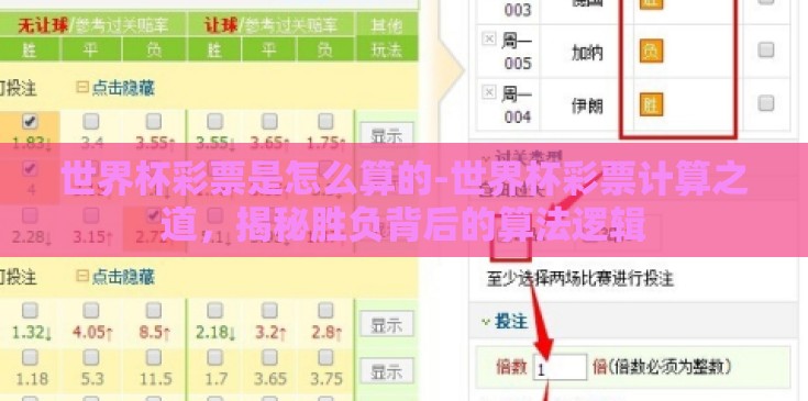 世界杯彩票是怎么算的-世界杯彩票计算之道，揭秘胜负背后的算法逻辑