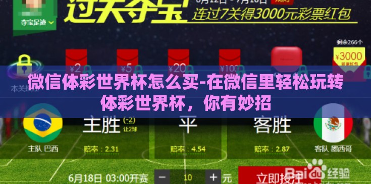 微信体彩世界杯怎么买-在微信里轻松玩转体彩世界杯，你有妙招