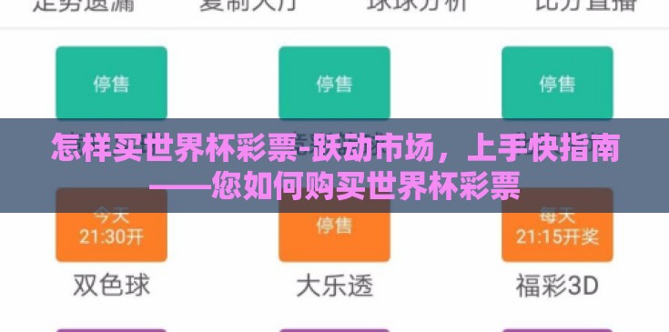 怎样买世界杯彩票-跃动市场，上手快指南——您如何购买世界杯彩票