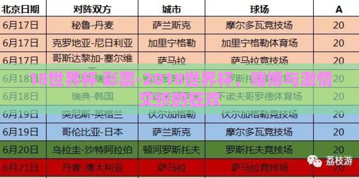 18世界杯 彩票-2018世界杯，赌博与激情交织的狂欢