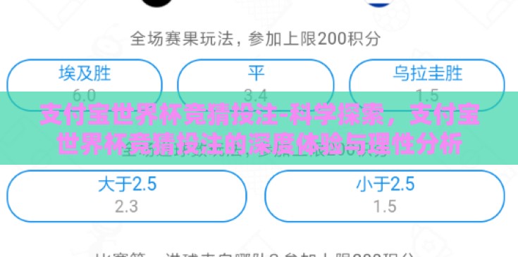支付宝世界杯竞猜投注-科学探索，支付宝世界杯竞猜投注的深度体验与理性分析
