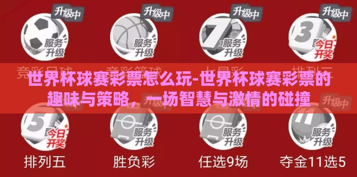 世界杯球赛彩票怎么玩-世界杯球赛彩票的趣味与策略，一场智慧与激情的碰撞