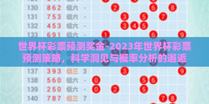 世界杯彩票预测奖金-2023年世界杯彩票预测策略，科学洞见与概率分析的邂逅