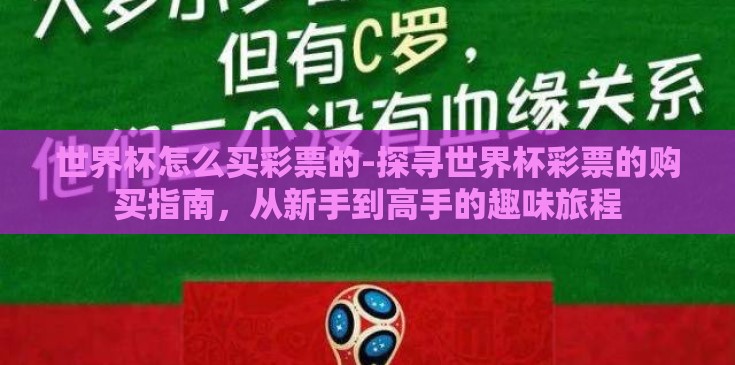 世界杯怎么买彩票的-探寻世界杯彩票的购买指南，从新手到高手的趣味旅程