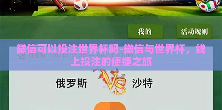 微信可以投注世界杯吗-微信与世界杯，线上投注的便捷之旅