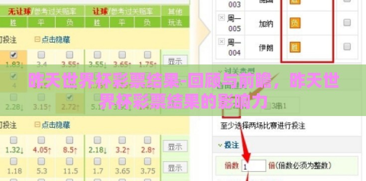 昨天世界杯彩票结果-回顾与前瞻,昨天世界杯彩票结果的影响力 昨天世界杯彩票结果-回顾与前瞻,昨天世界杯彩票结果的影响力